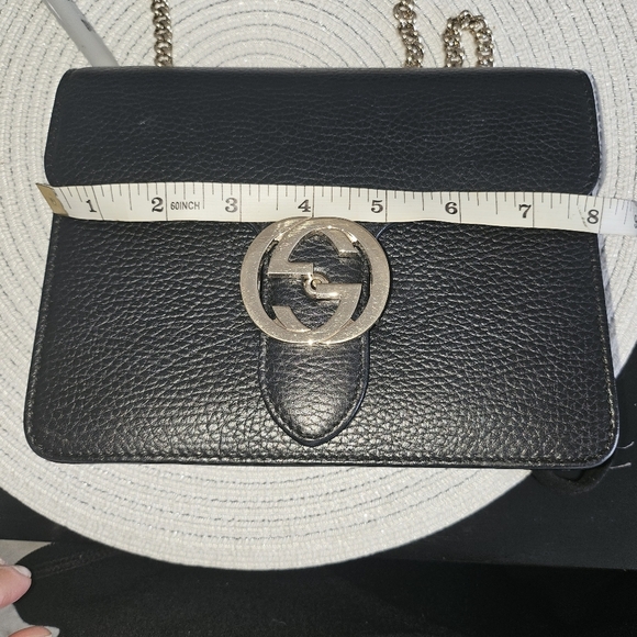 Authentic Gucci Interlock Black Crossbody Bag with Gold Accents - Picture 11 of 13
